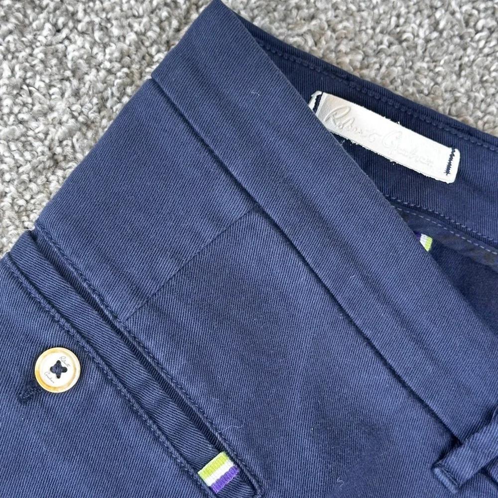 Robert Graham Chino Shorts Mens 46 Navy‎ Blue Classic Solid Fit Summer Golf NEW